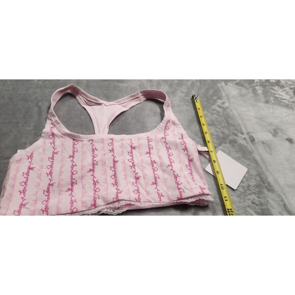 NWT PINK X LoveShackFancy XL Logo Mania Pink Cotton Racerback Bralette - Picture 6 of 8